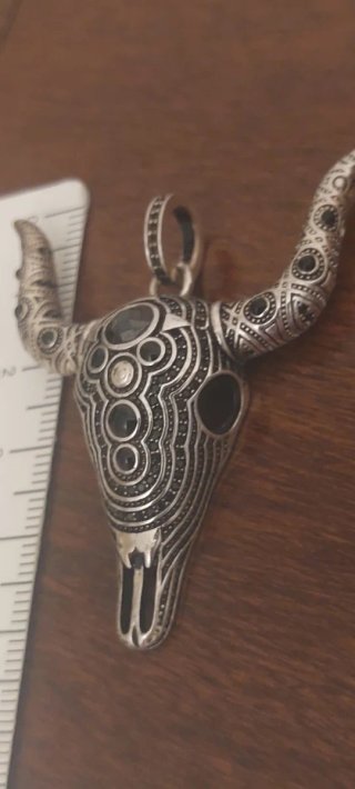 Pendente Teschio Bufalo Argento 925