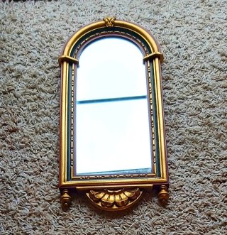 Espejo Decorativo Dorado y Verde