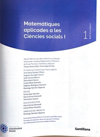 Matemàtiques aplicades a les Ciències Socials I...