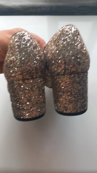 Zapatos tacón purpurina plateados