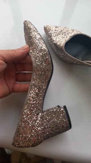 Zapatos tacón purpurina plateados