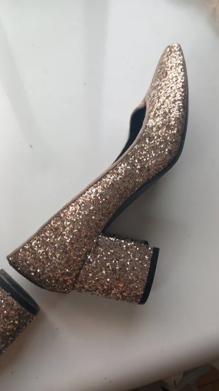 Zapatos tacón purpurina plateados