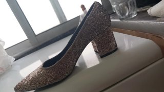 Zapatos tacón purpurina plateados