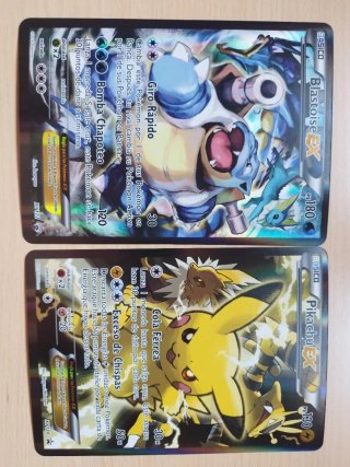 2 Cartas Jumbo Pokémon Blastoise EX y Pikachu EX