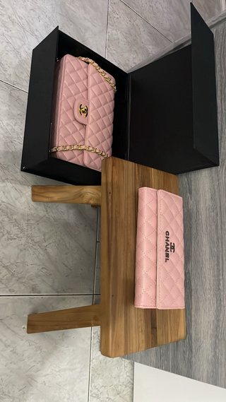 Conjunto Chanel Bolso y Cartera Rosa