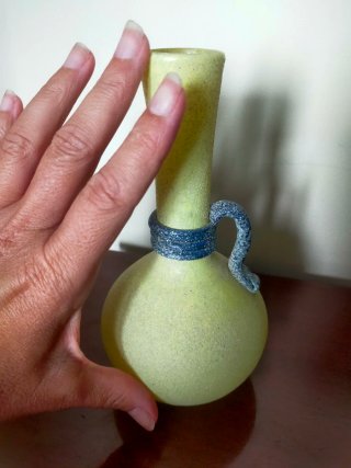 Jarrón pequeño mallorquín azul y verde