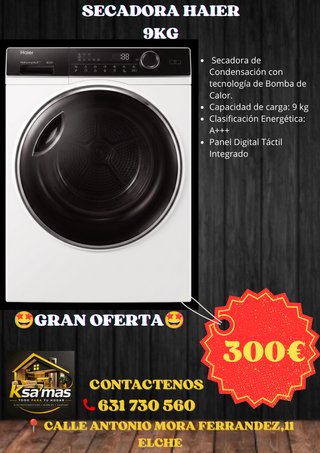 Secadora Haier 9kg Bomba de Calor