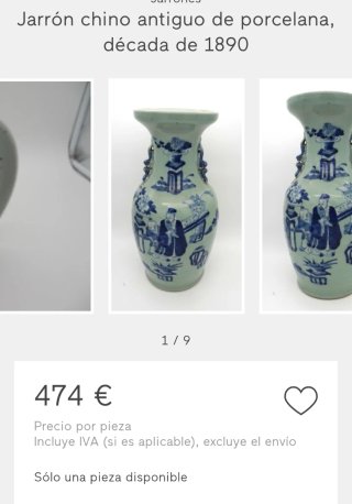 jarrón de porcelana china con esmalte tipo celadó