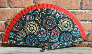 ABANICO MANDALA MADERA ARTESANAL