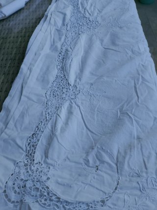 Lenzuolo matrimoniale cotone ricamato a mano