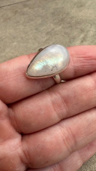 Anillo Plata Piedra Luna Lágrima