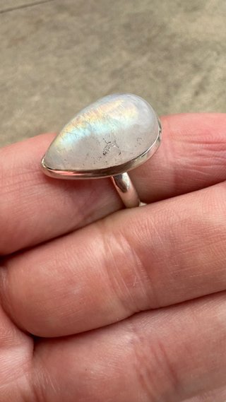 Anillo Plata Piedra Luna Lágrima