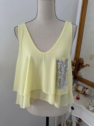 Top tirantes lentejuelas amarillo