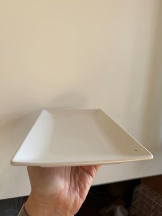Bandeja rectangular porcelana blanca