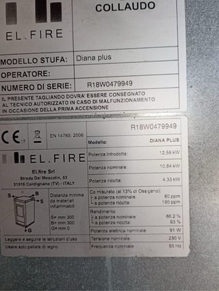 Estufa de pellets El Fire (averiada)