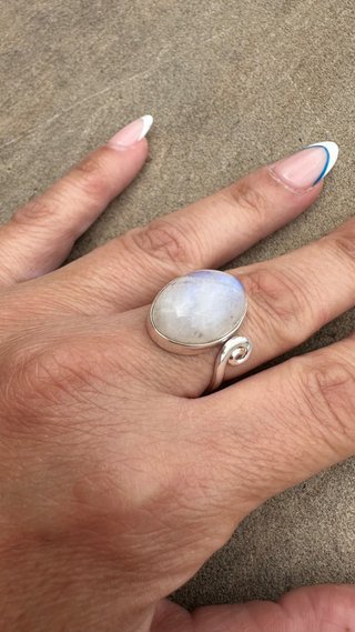 Anillo Plata Piedra Luna Ajustable