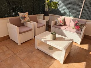 Conjunto Terraza Chill Out Blanco y beige