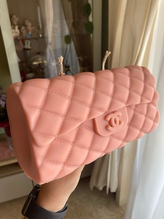 Candela a forma di borsa rosa