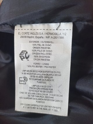 Chaqueta cuero El Corte Inglés negra Talla M
