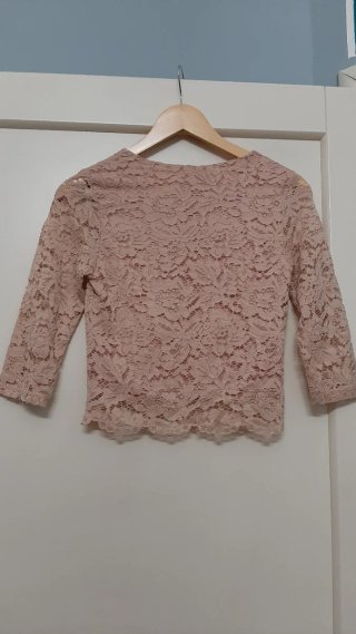 Maglia donna pizzo rosa antico