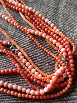 Lotto 7 collane corallo vintage e argento