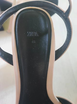 Sandalias Zara plataforma tacón beige/rosa