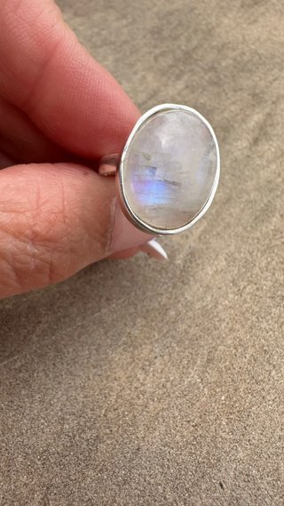 Anillo Plata Piedra Luna Oval