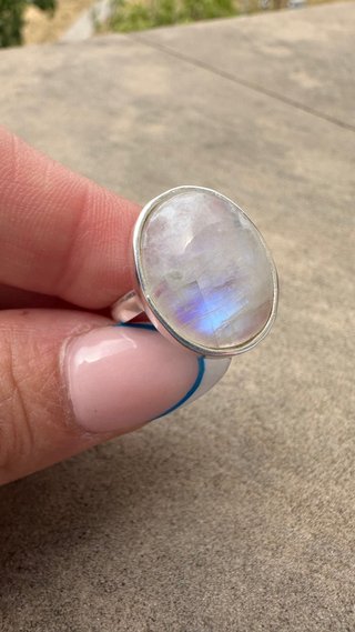Anillo Plata Piedra Luna Oval