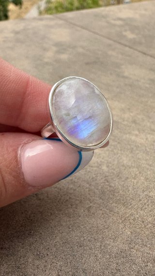 Anillo Plata Piedra Luna Oval