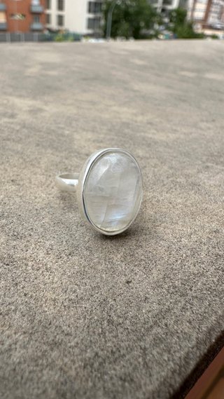 Anillo Plata Piedra Luna Oval