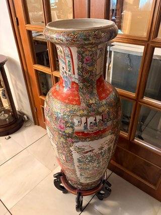 Jarrón Chino Porcelana Estilo Canton Familia Rosa