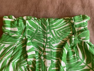 Shorts Mango S verde estampado hojas lazo