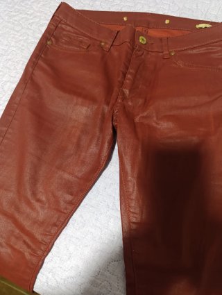 Pantalón Mujer Marrón/Rojo