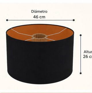 Pantalla de lámpara negra con interior naranja