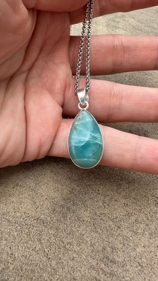 Colgante Plata Ley y Larimar Azul con cadena
