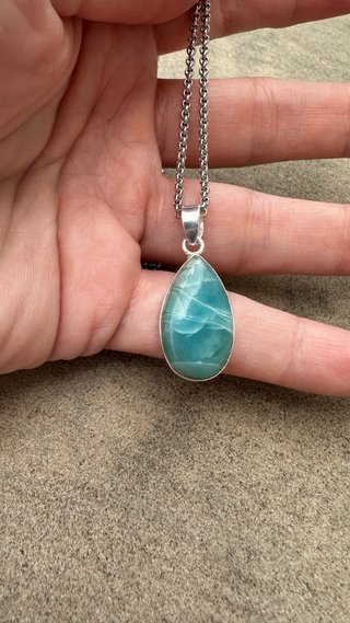 Colgante Plata Ley y Larimar Azul con cadena