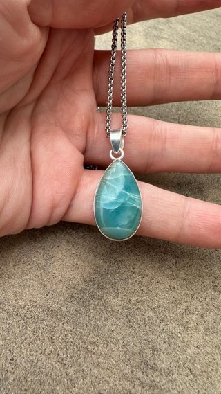 Colgante Plata Ley y Larimar Azul con cadena