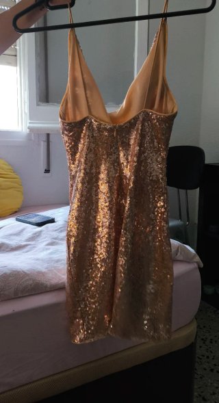 Vestido de fiesta lentejuelas dorado