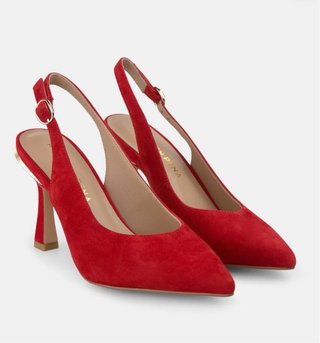 Scarpe da sera eleganti in camoscio rosso. N.37, molto comode.