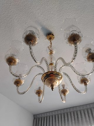 Lámpara de salón de cristal y metal