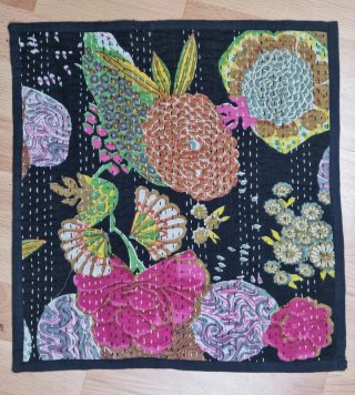 Cojines Kantha Flores Fucsia