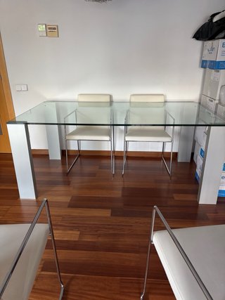 Mesa Comedor Cristal y Metal Medidas 180 cm - 95cm