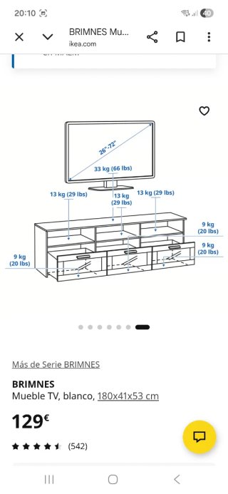 Mueble TV Ikea Brimnes