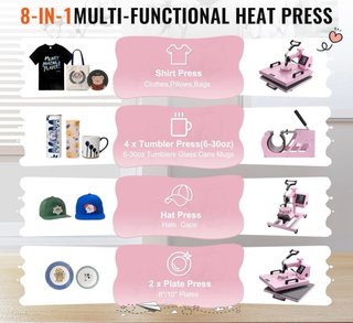 Máquina de Calor VEVOR 8 en 1 Rosa