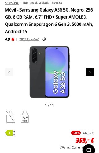 Samsung Galaxy A36 5G Negro