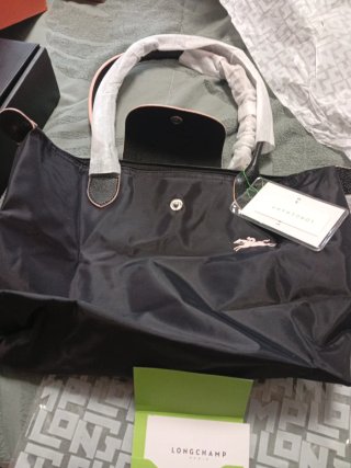 Bolso Longchamp negro y rosa