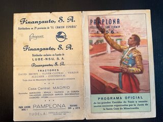 Programa de toros San Fermín Pamplona 1956