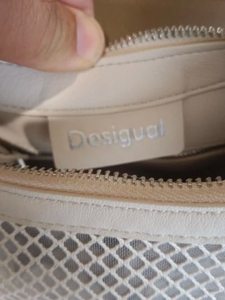 Bolso Desigual Beige Malla Corazón