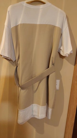 Vestido blazer beige y blanco