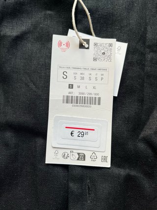 Camisa 100% Lino Zara Negra Talla S